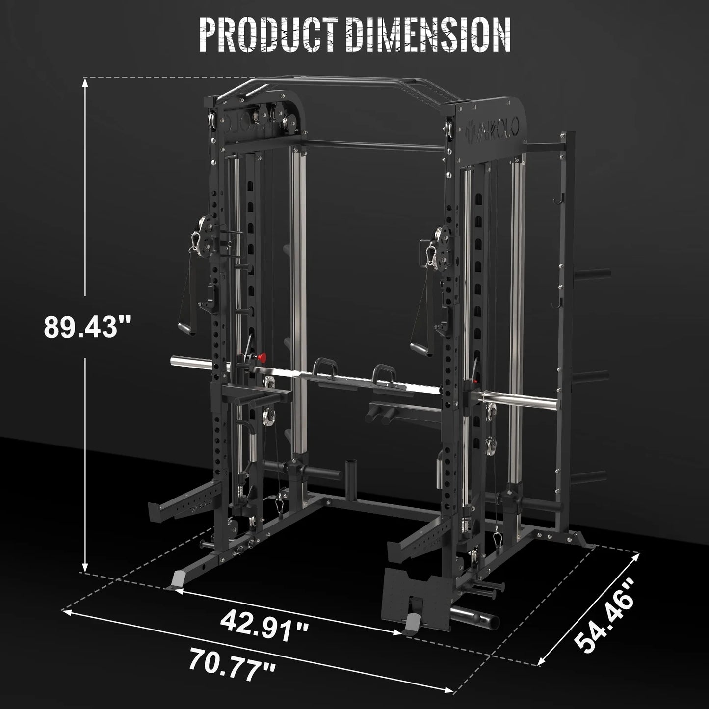 Smith Machine Home Gym, 2000LBS Squat Rack with Cable Crossover System, Multi-Function Workout Machine for Home Gym(2023 Version)