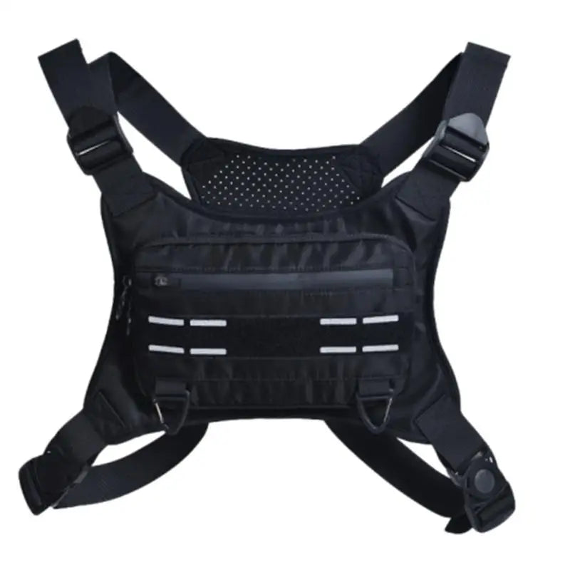 Adjustable Running Chest Bag Running Vest Bag Reflective Front Chest Pack with Phone Holder Breathable Cycling Vest for Sport