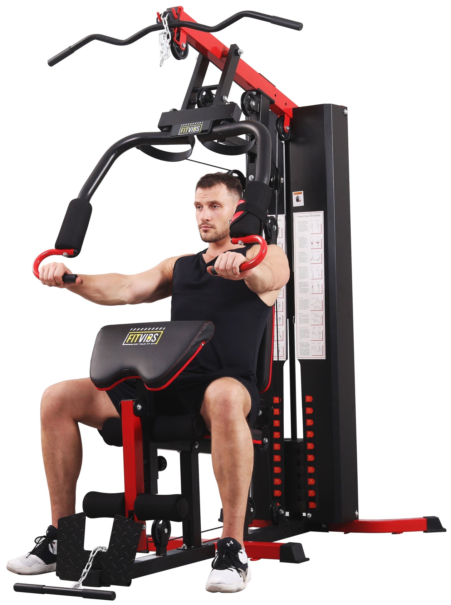 LX760 Multifunctional Full Home Gym System Workout Station with 122.5 Lbs Weight Stack, One Station with Leg Training Pedal, Comes with Installation Instruction Video, Ships in 5 Boxes