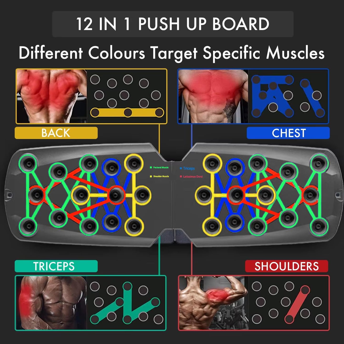 Push-Up Board Set Portable Multifunctional Push-Up Bar Foldable Fitness Equipment for Chest Abdomen Arms/Back Training